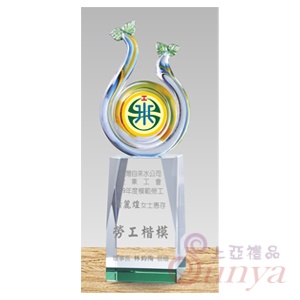 PD-023-綠 拉絲水晶獎座