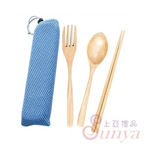 PLA-9395 束口袋＋木筷＋木湯匙＋木叉子