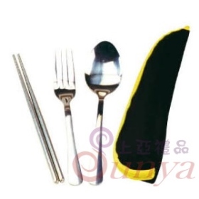 AC06 高級拋光素面二件三角包餐具