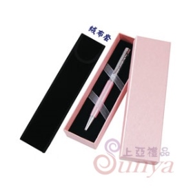 D102-2(粉)頂級平頭晶鑽筆+絨布套+緞帶盒