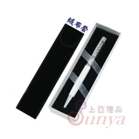 D100-2(白)頂級平頭晶鑽筆+絨布套+緞帶盒