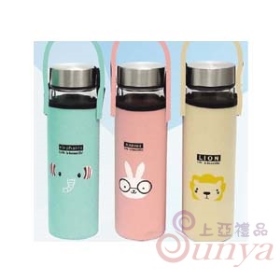 濾網動物雙層玻璃杯400ml