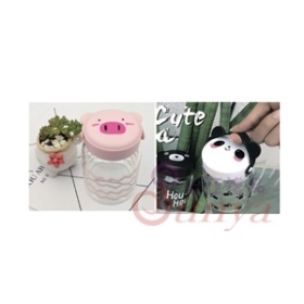手提動物玻璃杯320ML
