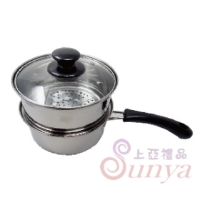 W015好廚聚#410材質單柄雙層蒸鍋