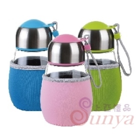 L4001企鵝玻璃水瓶(附潛水布套)