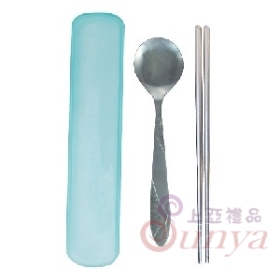 A031兩件抽盒組(仙鶴圓匙+筷+台製盒)