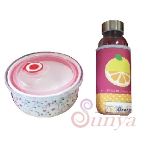 H018陶瓷保鮮碗550ml+玻璃水瓶300ml
