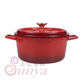 W2402馬卡龍鑄造合金雙耳湯鍋25cm 紅色