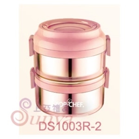 DS1003R-2繽紛可分離式防漏餐鮮盒R系列(粉)雙層1.6L