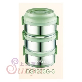 DS1003G-3繽紛可分離式防漏餐鮮盒G系列(綠)三層2.3L