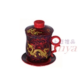 紅金龍4件式茶杯