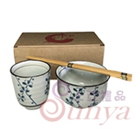 KT-4391T唐草1杯1碗1筷餐具組