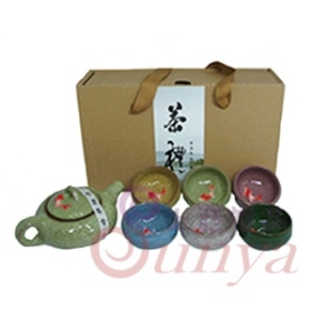 KT-4573A-1冰裂浮雕魚16茶具組