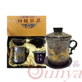 KT-6001B黑釉金龍四件式蓋杯