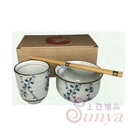 KT-4391T唐草1杯1碗1筷餐具組