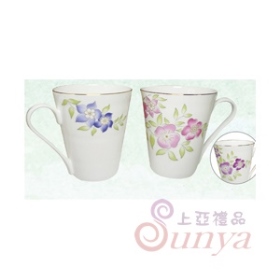 KT-4584骨瓷浮雕彩花大V杯組