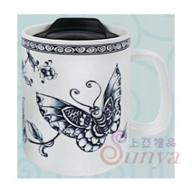 BF-024B青花舞蝶風雅蓋大廈杯(彩盒包裝)