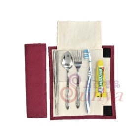 F141-19-D5 19cm帆布收納包餐具組(5入)
